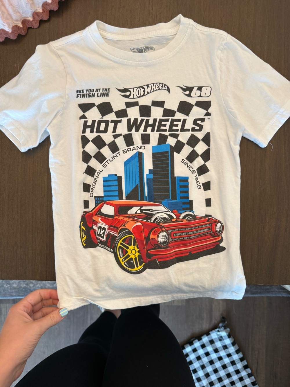Hot Wheels Boys' White Short-Sleeve Graphic Tee with Red Race Car